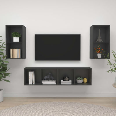 Wall-mounted TV Cabinets 4 pcs Grey Engineered Wood