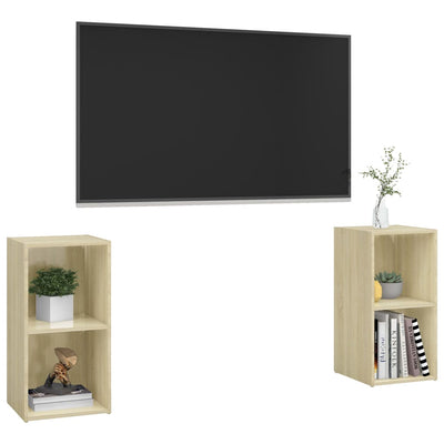 TV Cabinets 2 pcs Sonoma Oak 72x35x36.5 cm Engineered Wood