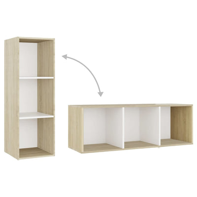 TV Cabinets 2 pcs White & Sonoma Oak 107x35x37 cm Engineered Wood