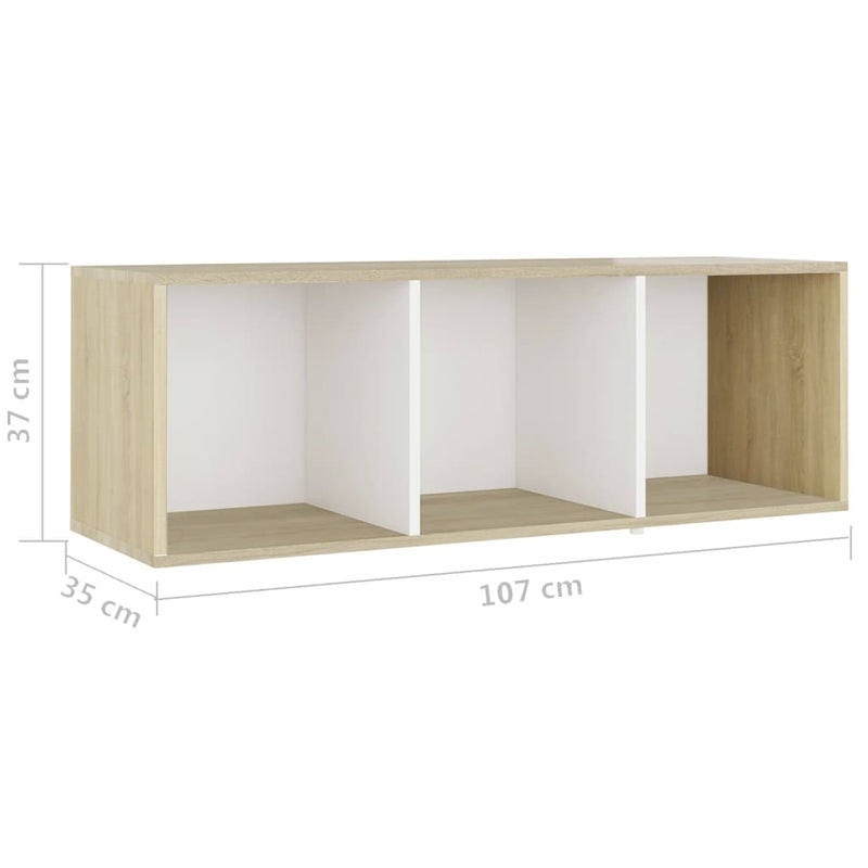 TV Cabinets 2 pcs White & Sonoma Oak 107x35x37 cm Engineered Wood