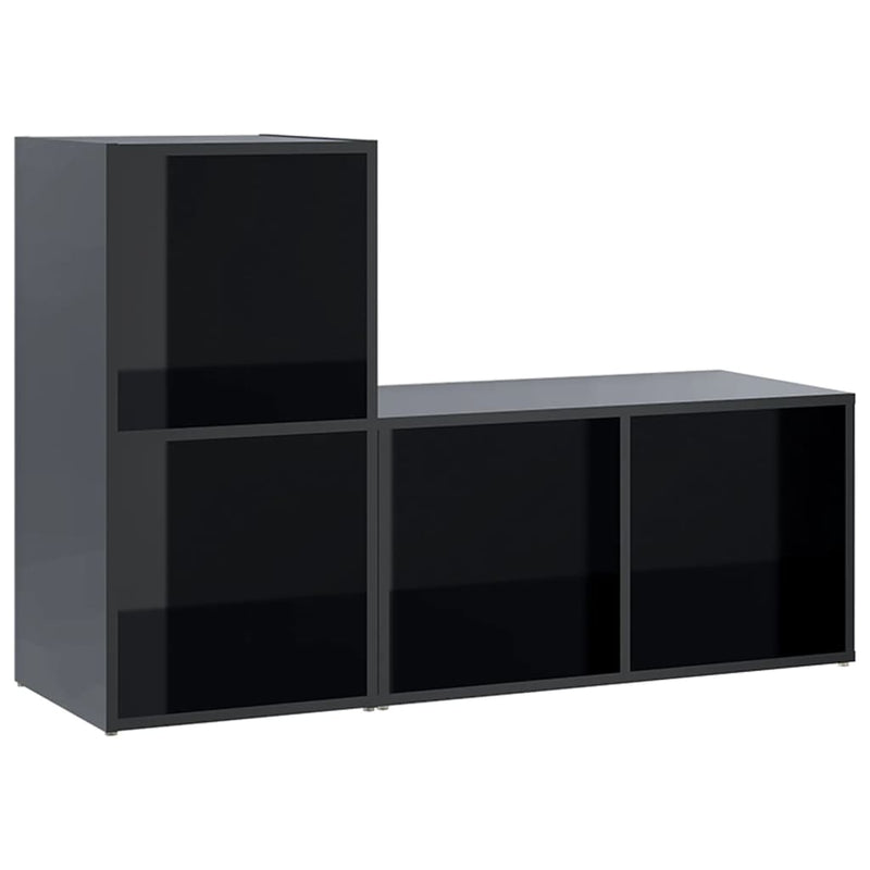 TV Cabinets 2 pcs High Gloss Black 72x35x36.5 cm Engineered Wood