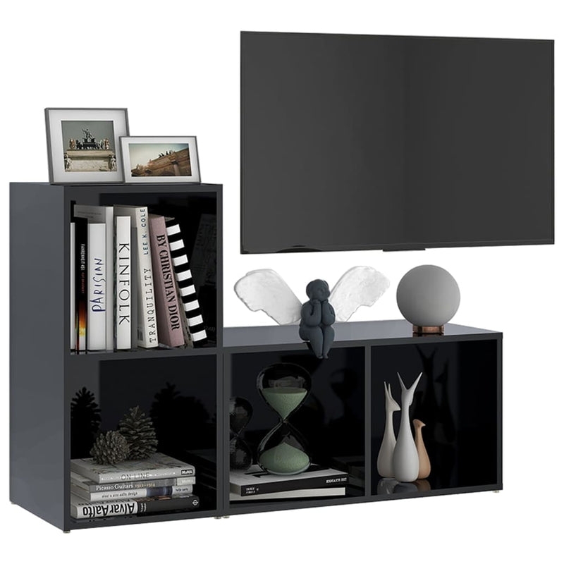 TV Cabinets 2 pcs High Gloss Black 72x35x36.5 cm Engineered Wood