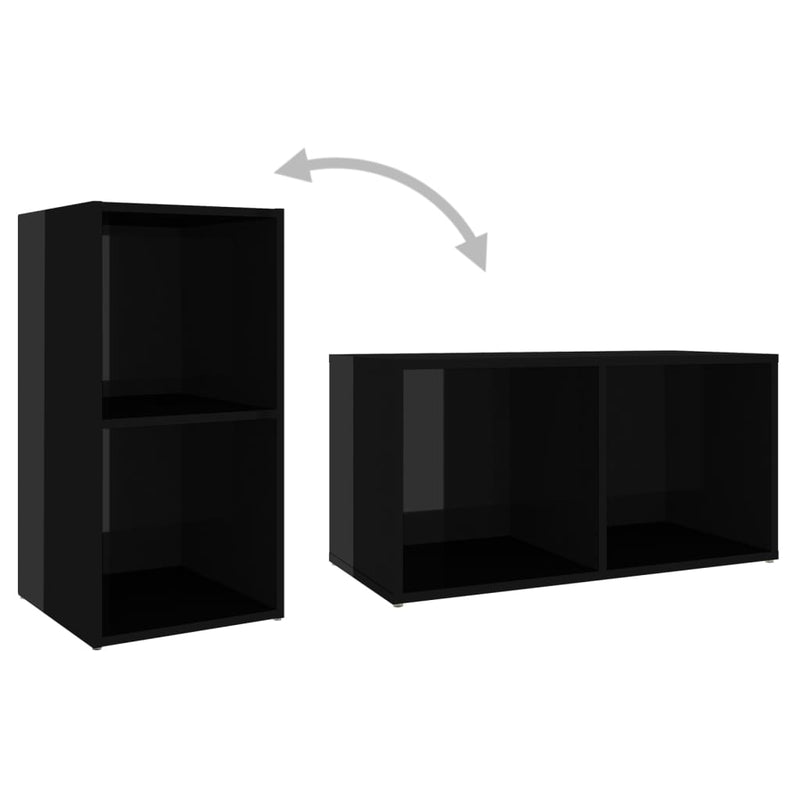 TV Cabinets 2 pcs High Gloss Black 72x35x36.5 cm Engineered Wood