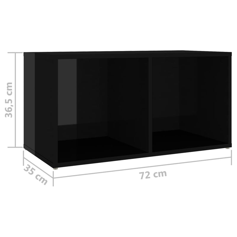 TV Cabinets 2 pcs High Gloss Black 72x35x36.5 cm Engineered Wood