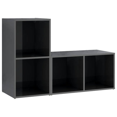 TV Cabinets 2 pcs High Gloss Grey 72x35x36.5 cm Engineered Wood