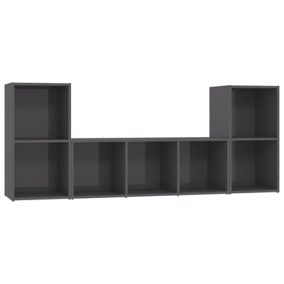 3 Piece TV Cabinet Set High Gloss Grey Engineered Wood