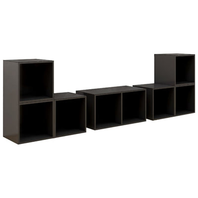 6 Piece TV Cabinet Set High Gloss Grey Engineered Wood