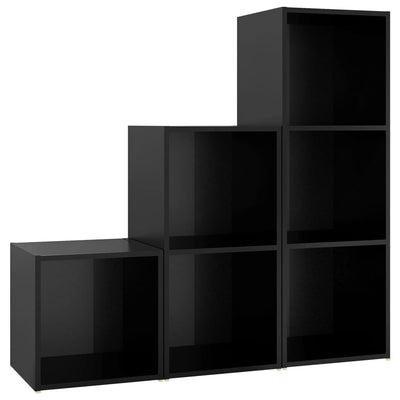 3 Piece TV Cabinet Set High Gloss Black Engineered Wood