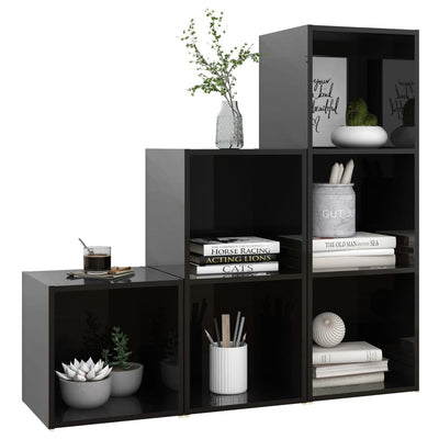 3 Piece TV Cabinet Set High Gloss Black Engineered Wood