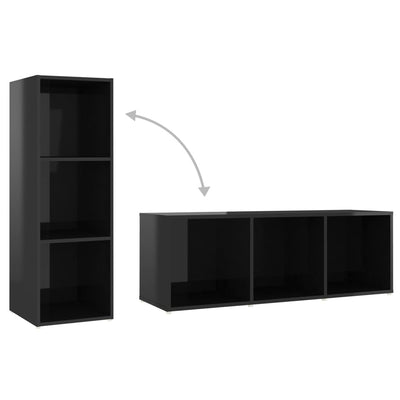 3 Piece TV Cabinet Set High Gloss Black Engineered Wood