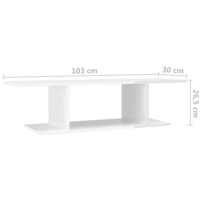 Wall Mounted TV Cabinet High Gloss White 103x30x26.5 cm