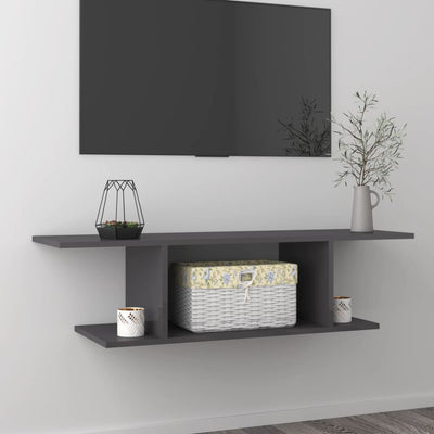 Wall Mounted TV Cabinet High Gloss Grey 103x30x26.5 cm