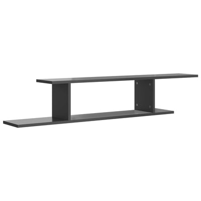 Wall-Mounted TV Shelf High Gloss Grey 125x18x23 cm Engineered Wood