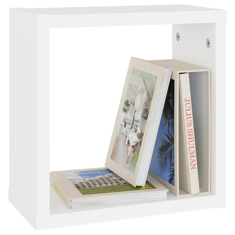 Wall Cube Shelves 2 pcs White 30x15x30 cm