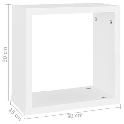 Wall Cube Shelves 2 pcs White 30x15x30 cm