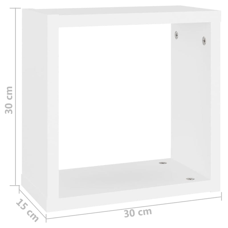 Wall Cube Shelves 4 pcs White 30x15x30 cm