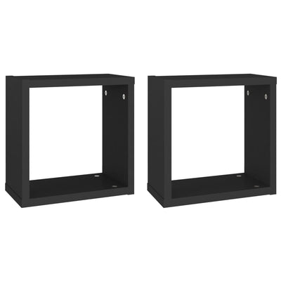 Wall Cube Shelves 2 pcs Black 30x15x30 cm