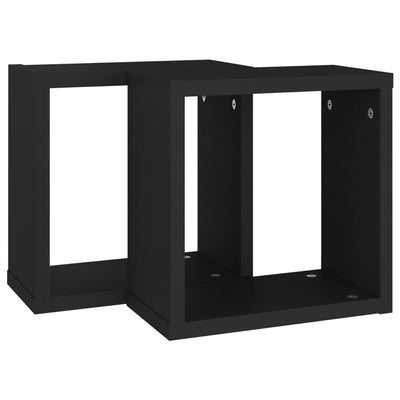 Wall Cube Shelves 2 pcs Black 30x15x30 cm