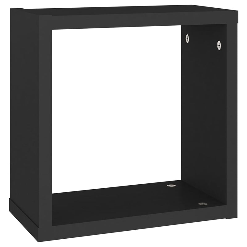 Wall Cube Shelves 2 pcs Black 30x15x30 cm