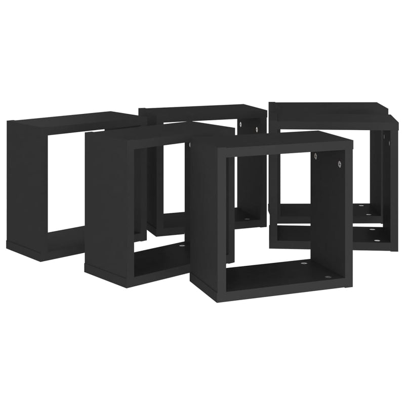 Wall Cube Shelves 6 pcs Black 30x15x30 cm