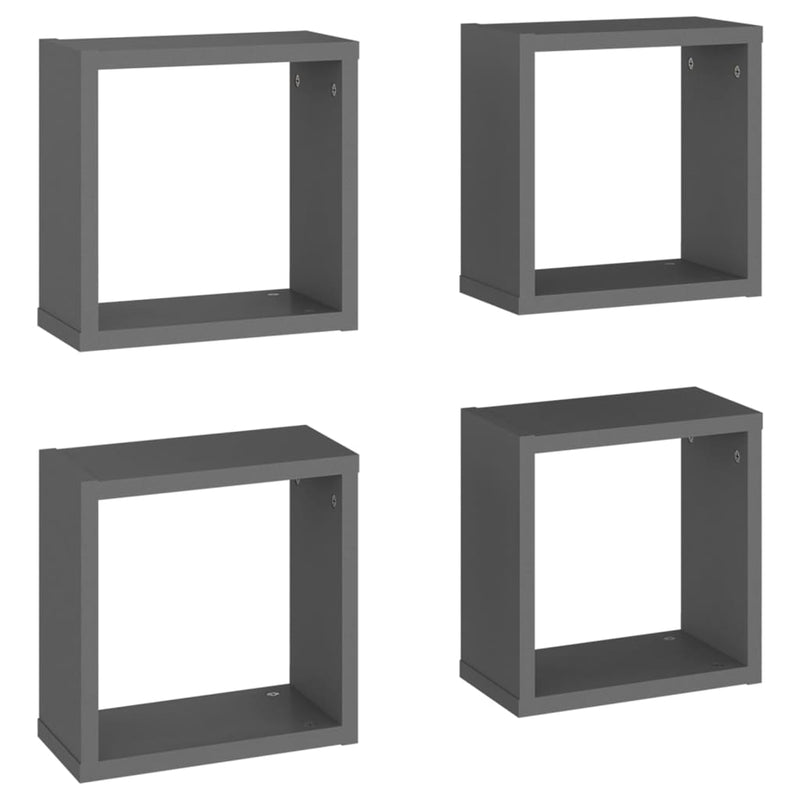 Wall Cube Shelves 4 pcs Grey 30x15x30 cm