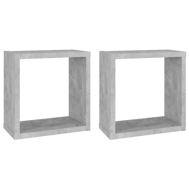 Wall Cube Shelves 2 pcs Concrete Grey 30x15x30 cm