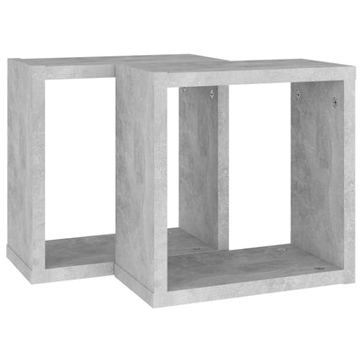 Wall Cube Shelves 2 pcs Concrete Grey 30x15x30 cm