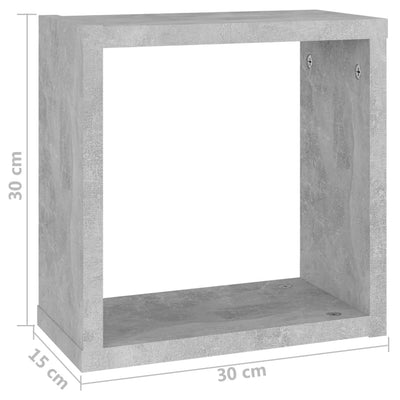 Wall Cube Shelves 6 pcs Concrete Grey 30x15x30 cm