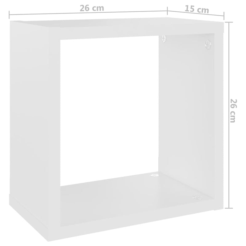 Wall Cube Shelves 2 pcs White 26x15x26 cm