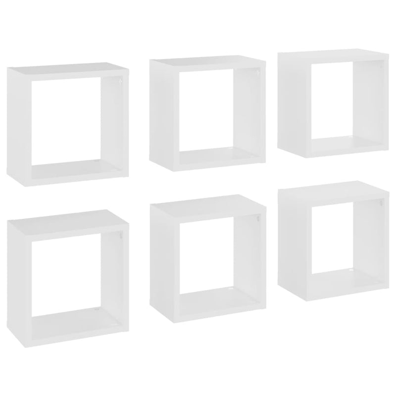 Wall Cube Shelves 6 pcs White 26x15x26 cm