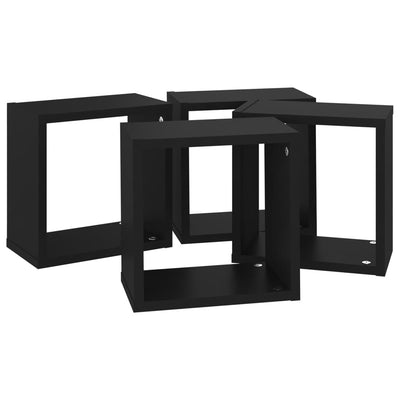 Wall Cube Shelves 4 pcs Black 26x15x26 cm