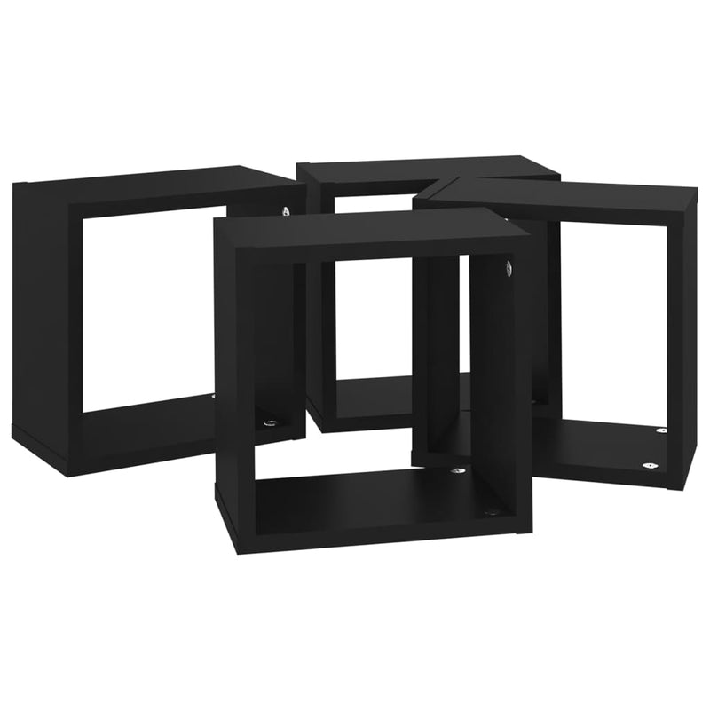 Wall Cube Shelves 4 pcs Black 26x15x26 cm