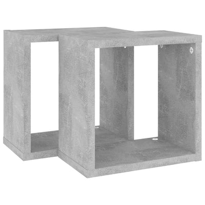 Wall Cube Shelves 2 pcs Concrete Grey 26x15x26 cm