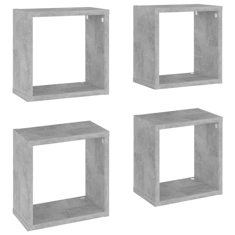 Wall Cube Shelves 4 pcs Concrete Grey 26x15x26 cm