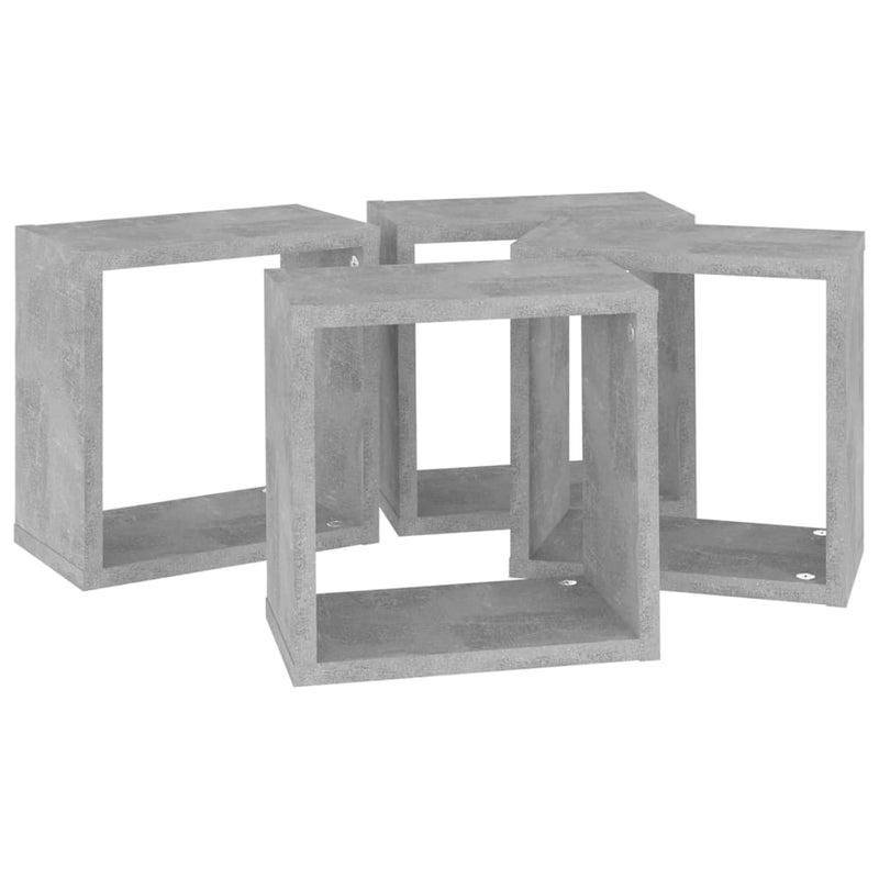 Wall Cube Shelves 4 pcs Concrete Grey 26x15x26 cm