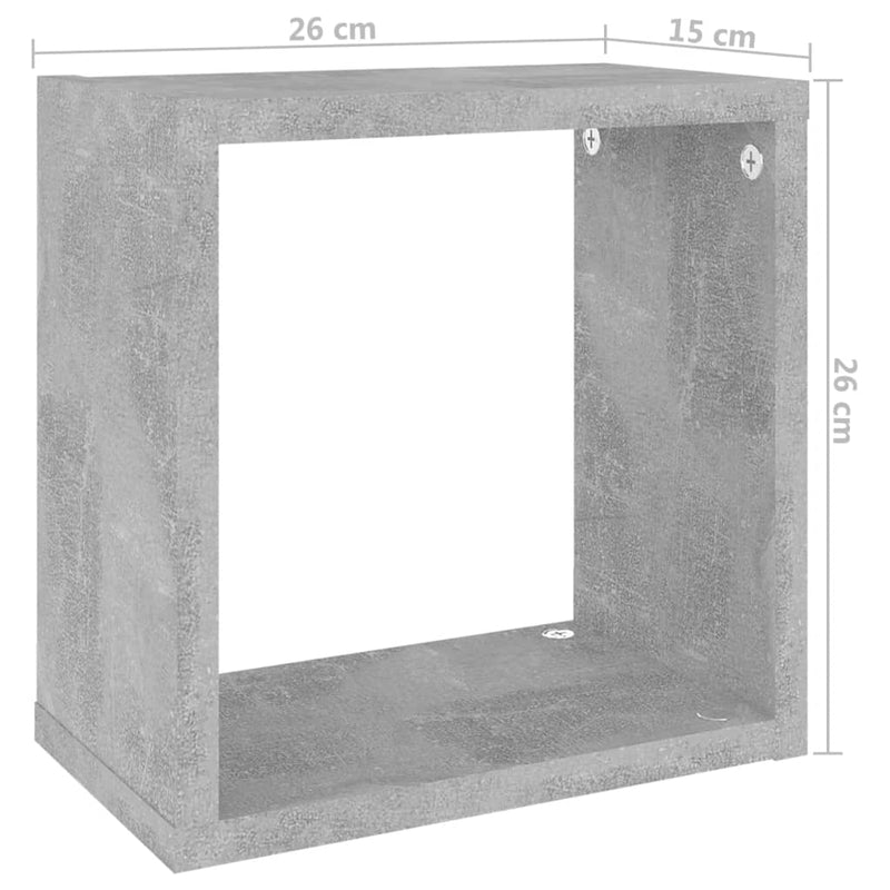 Wall Cube Shelves 4 pcs Concrete Grey 26x15x26 cm