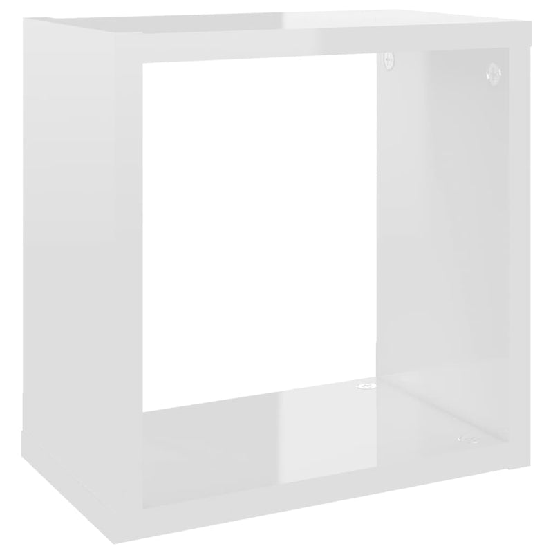 Wall Cube Shelves 6 pcs High Gloss White 26x15x26 cm