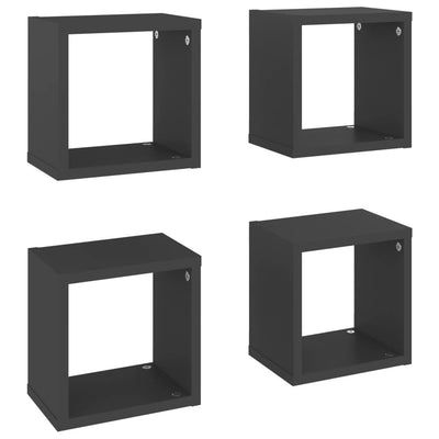 Wall Cube Shelves 4 pcs Grey 22x15x22 cm