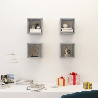 Wall Cube Shelves 4 pcs Concrete Grey 22x15x22 cm