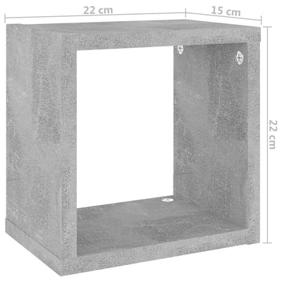 Wall Cube Shelves 4 pcs Concrete Grey 22x15x22 cm