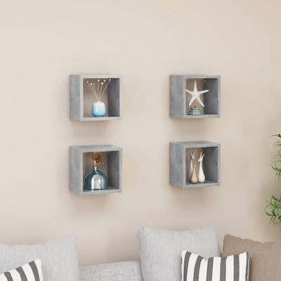 Wall Cube Shelves 4 pcs Concrete Grey 22x15x22 cm