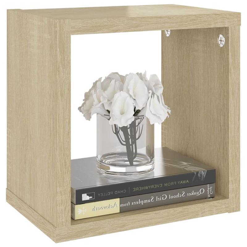 Wall Cube Shelves 6 pcs White and Sonoma Oak 22x15x22 cm