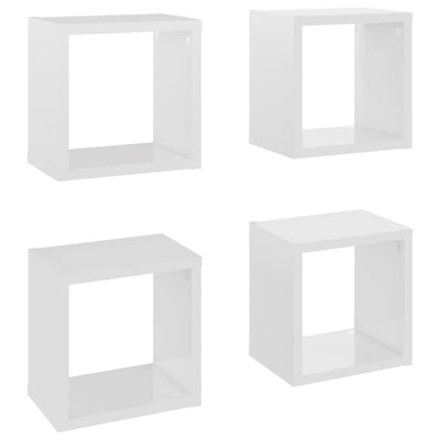 Wall Cube Shelves 4 pcs High Gloss White 22x15x22 cm