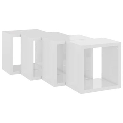 Wall Cube Shelves 4 pcs High Gloss White 22x15x22 cm