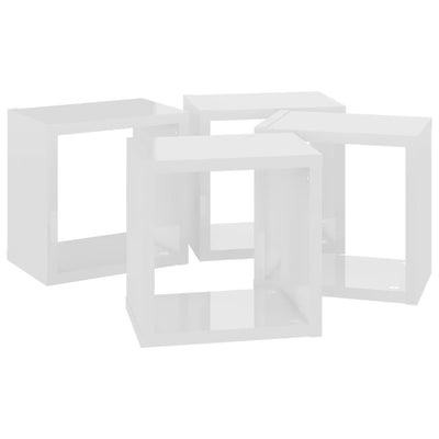 Wall Cube Shelves 4 pcs High Gloss White 22x15x22 cm