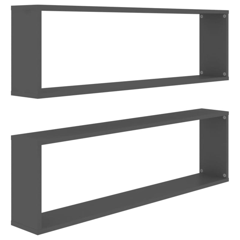 Wall Cube Shelves 2 pcs Grey 100x15x30 cm Engineered Wood