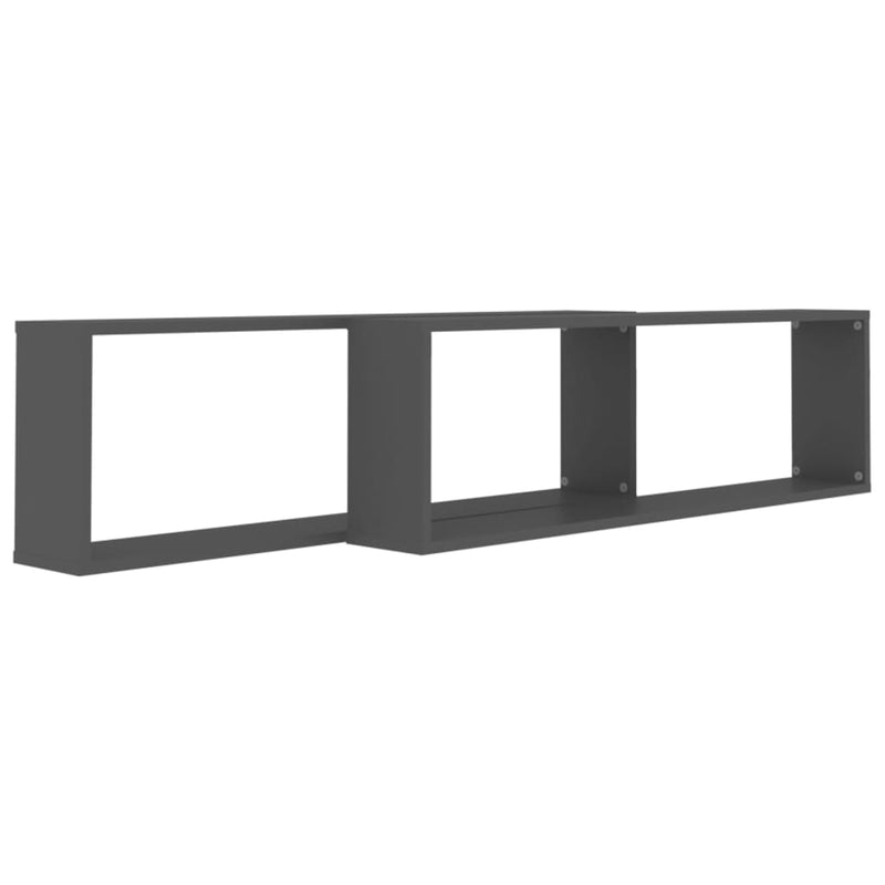 Wall Cube Shelves 2 pcs Grey 100x15x30 cm Engineered Wood