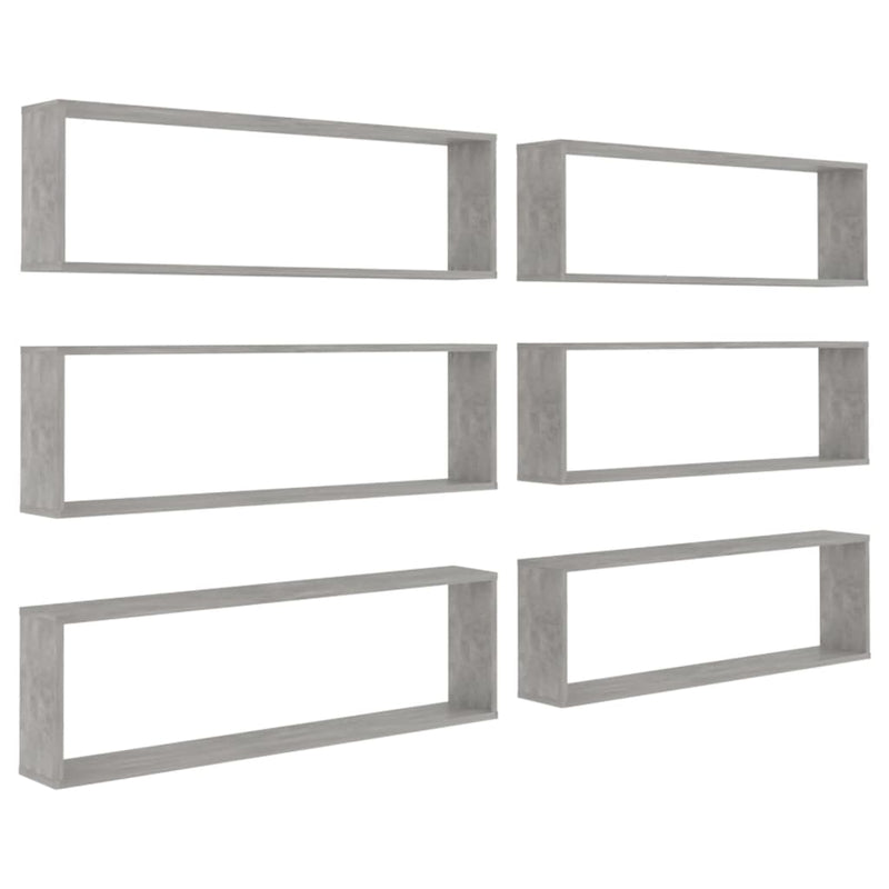 Wall Cube Shelves 6 pcs Concrete Grey 100x15x30 cm Engineered Wood