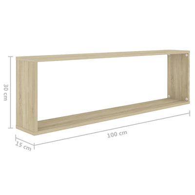 Wall Cube Shelves 6 pcs White&Sonoma Oak 100x15x30 cm Engineered Wood