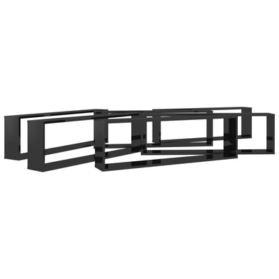 Wall Cube Shelves 6 pcs High Gloss Black 100x15x30 cm Engineered Wood